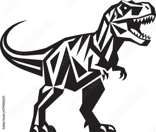 Geometric tyrannosaurus rex illustration a striking black and white dinosaur design