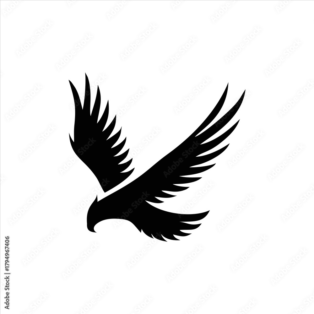Obraz premium Minimalist Eagle Falcon Wing Head Abstract Simple Vector Icon Symbol Logo
