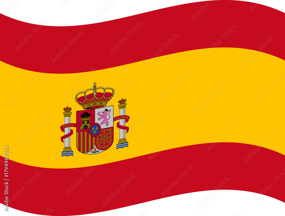 Obraz premium Wavy Spanish flag with centered ripple