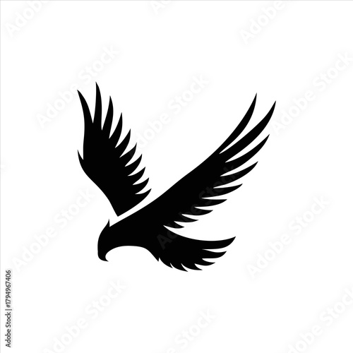 Minimalist Eagle Falcon Wing Head Abstract Simple Vector Icon Symbol Logo