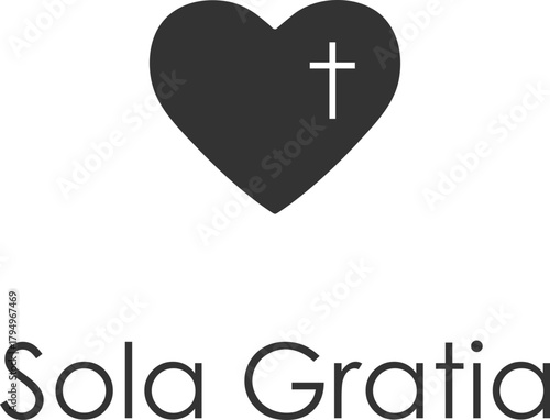 Sola Gratia heart icon with Christian cross