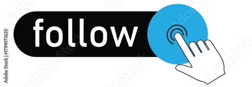 Click the follow button with hand cursor to stay updated and connected, encouraging user engagement and prompting action on social media