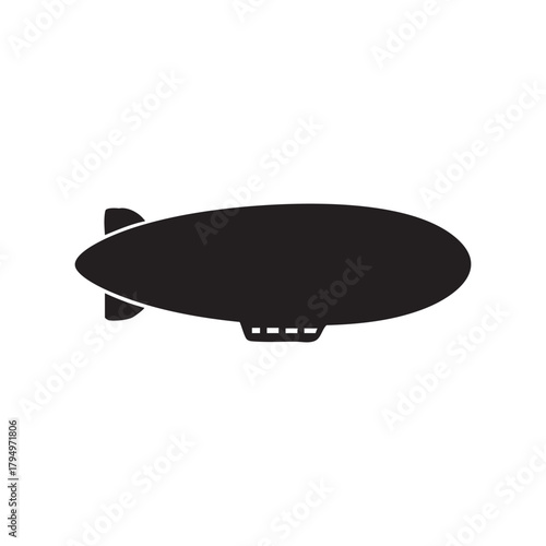 Black Silhouette Icon of a Blimp or Airship on White Background vector illutrastion transparent background