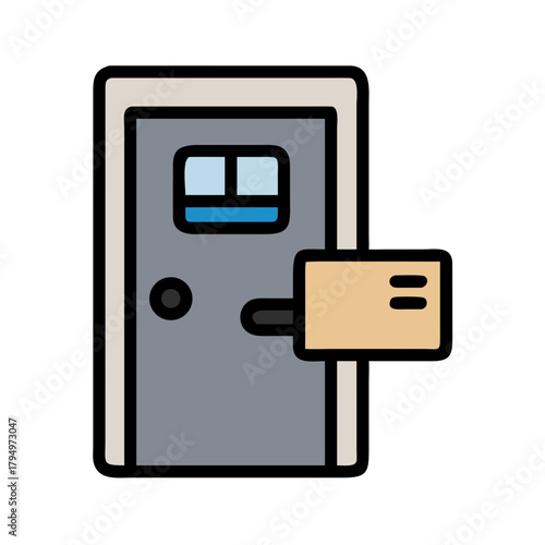 Office door icon featuring a keycard scanner for secure access
