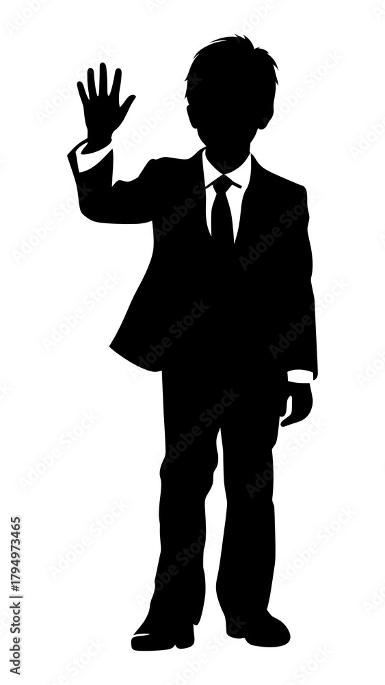 Obraz premium PNG Boy waving hand silhouette illustration black.