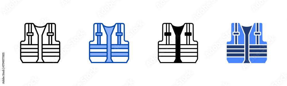 Fototapeta premium High Visibility Vest icon set multiple style collection
