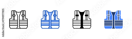 High Visibility Vest icon set multiple style collection