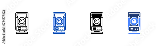 Theodolite icon set multiple style collection