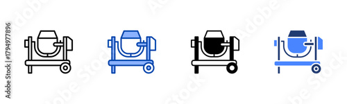 Concrete icon set multiple style collection