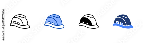 Safety Helmet icon set multiple style collection