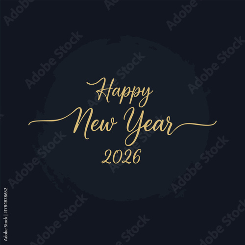 Elegant golden 'Happy New Year 2026' wishes on a sophisticated dark background, perfect for festive greetings and seasonal celebration designs