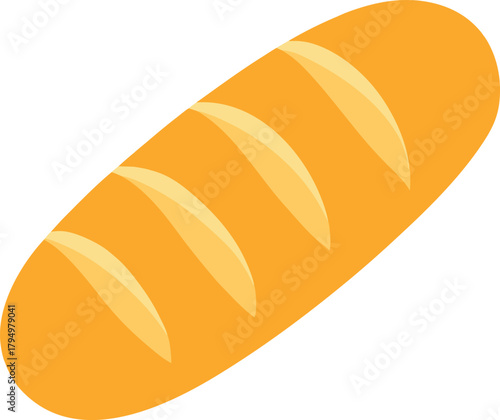 Stylized French Bread Loaf Illustration with Golden Crust and Four Slashes