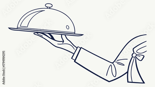 Elegant waiter serving gourmet cuisine under a silver dome cover offering luxury dining experiences and culinary excellence