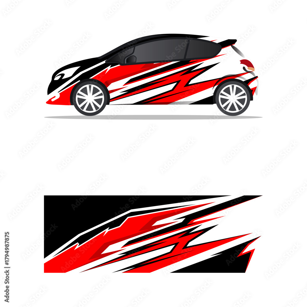 Fototapeta premium Car livery racing red decal sticker vector graphics