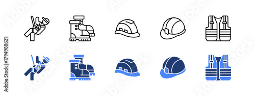Core Safety Equipment with two styles, line and duotone icon.