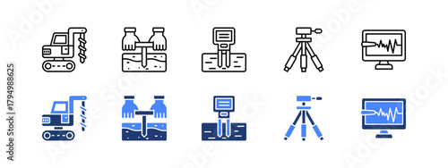 Field Instruments and Support Gear with two styles, line and duotone icon.