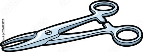Surgical Forceps Clamp Tool on White Background Isolated