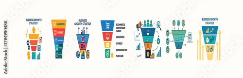 Business Marketing Funnel Infographic Collection