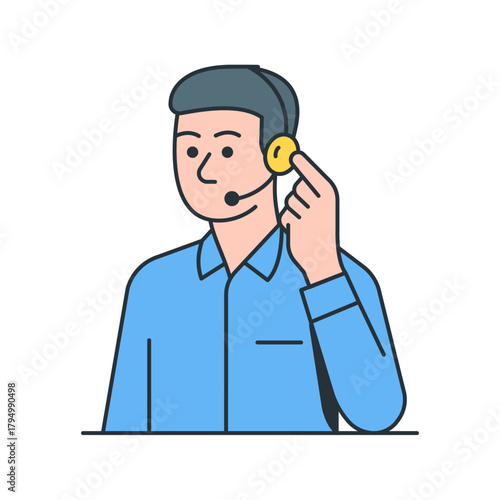 customer service headset. call center operator with headset Illustration