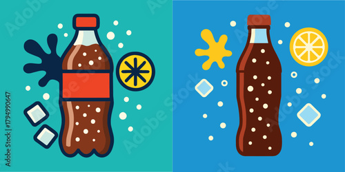 vector illustration of  bottle of colourful theme