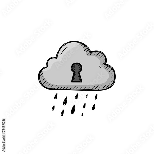 Secure your data with this locked cloud icon representing cloud security and protection against cyber threats in a digital world.