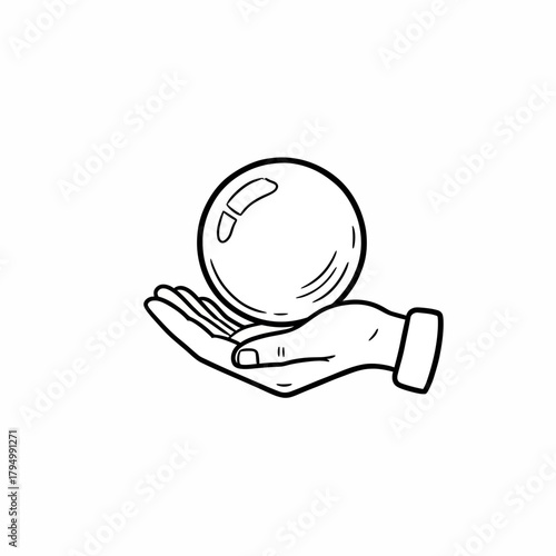 Hand cradling a shining orb symbolizing future possibilities, innovation, and discovery in a minimalist artistic style