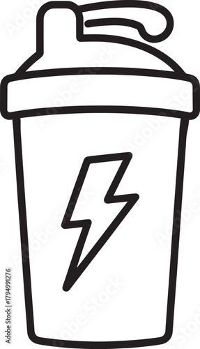 Protein shaker bottle with lightning bolt icon for fitness nutrition