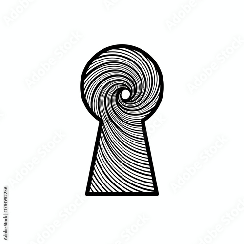 Discover hidden worlds through a swirling vortex keyhole, unlocking secrets and new perspectives with this intriguing graphic.
