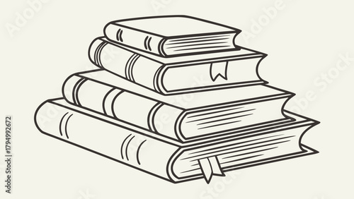 Stack of books with bookmarks, representing knowledge, education, and a love for reading, originally vector