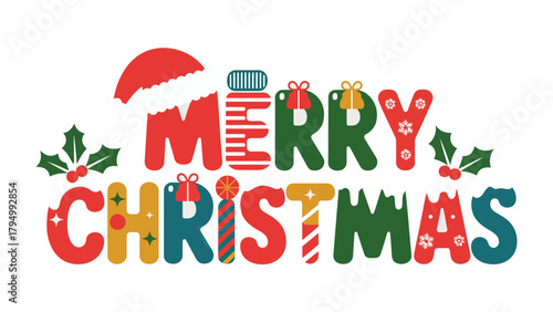 Festive Wishes: Merry Christmas - A vibrant holiday greeting adorned with festive ornaments and seasonal symbols, perfect for spreading holiday cheer.