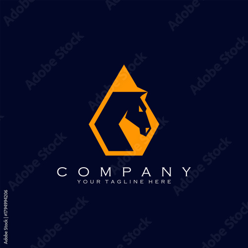 diamond horse logo design vector