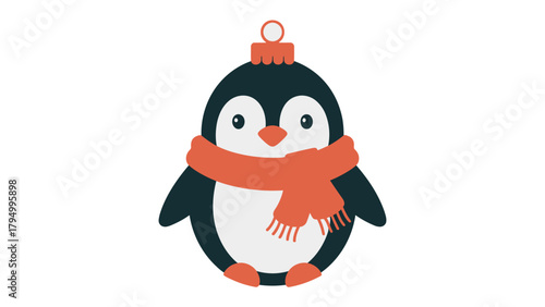 Festive Penguin Charm: A charming and stylish penguin figurine adorns a holiday decoration, exuding warmth and holiday cheer. A delightful illustration that brings seasonal joy.