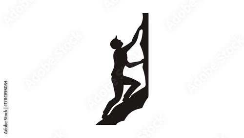 young person hiking on the rock shape vector illustration