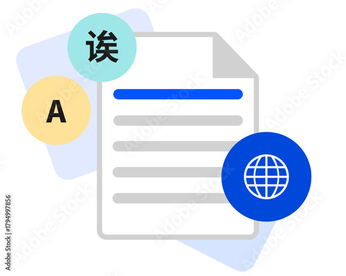 Document translation language service icon vector illustration flat design