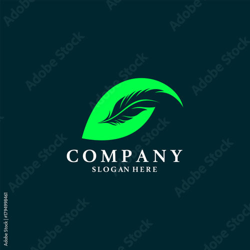 feather leaf logo design vector