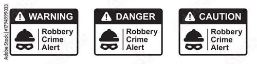 Robbery crime alert label icon, illustration