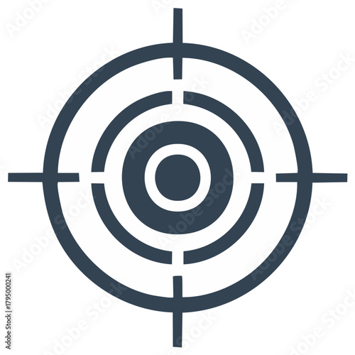 Precise Target Icon Symbolizing Focus and Accuracy with Concentric Rings and Crosshairs