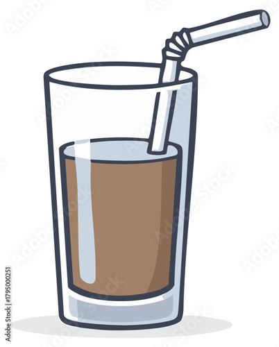 Refreshing beverage in a tall clear glass with a bendy straw