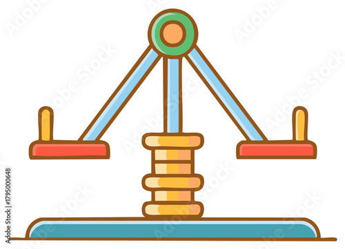 Colorful cartoon children's playground spinning ride vector illustration for outdoor fun