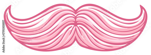Stylized pink cartoon mustache for fun party props and costume design