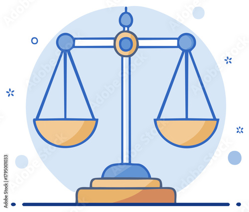 Scales of justice icon representing balance and law in a stylized illustration