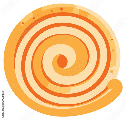 Sweet orange and cream spiral candy lollipop vector illustration design