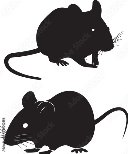 black mice silhouettes on white background clip art preview