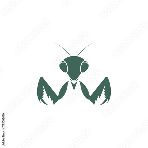a praying mantis Insect animal vector art illustration isolated on white