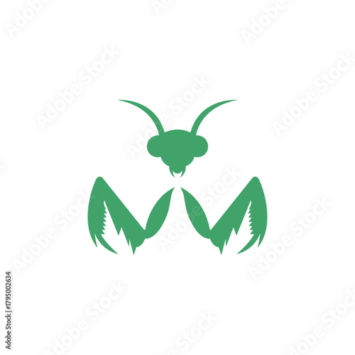 a praying mantis Insect animal vector art illustration isolated on white