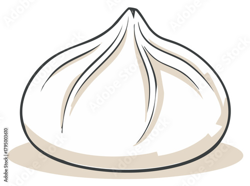 Simple line art illustration of a traditional Asian steamed bun