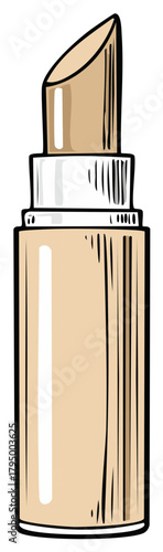 Beige Concealer Stick Isolated, Open Tube for Blemishes, Cosmetics for Evening Skin Tone, Makeup