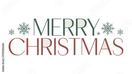 Festive Christmas greeting: A charming Christmas greeting is depicted with Merry Christmas gracefully and winter snowflakes adding festive touch, it brings warm wishes for a joyful holiday season.