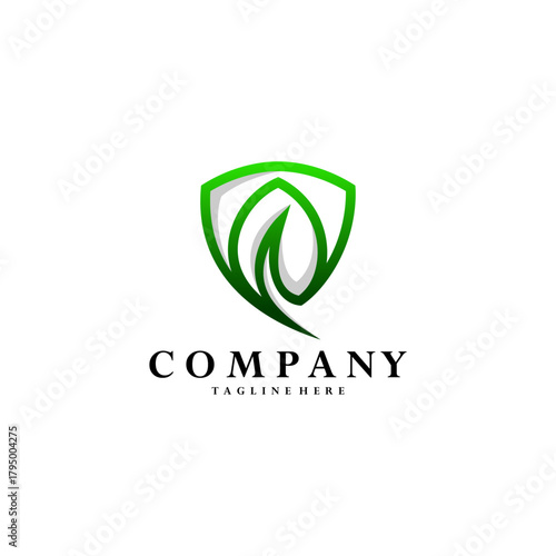 green shield logo design vector
