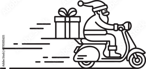 Santa Claus riding a scooter delivering a gift delivery 1